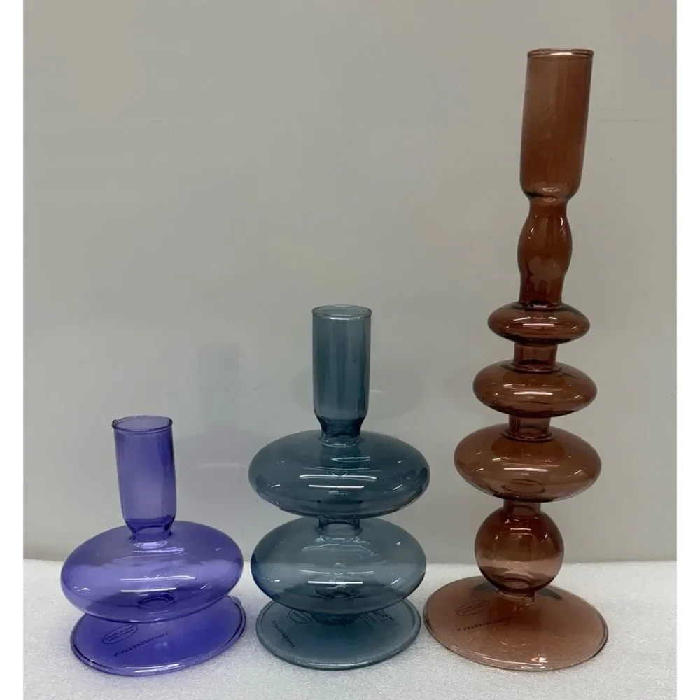 Rare Anthropology Glass Bubble Candle Holders / Set of 3 / New